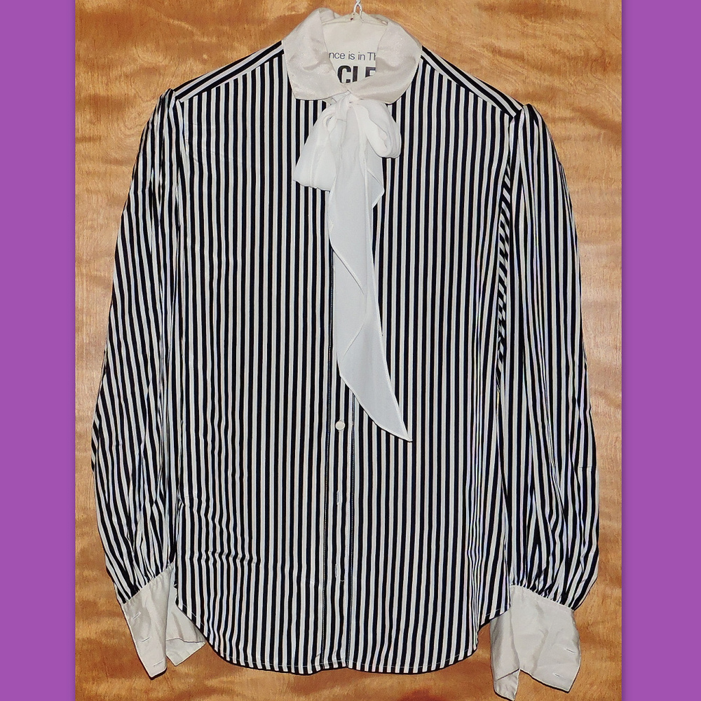 ELOQUENCE women's Blouse sz11 Cream & Black with scarf